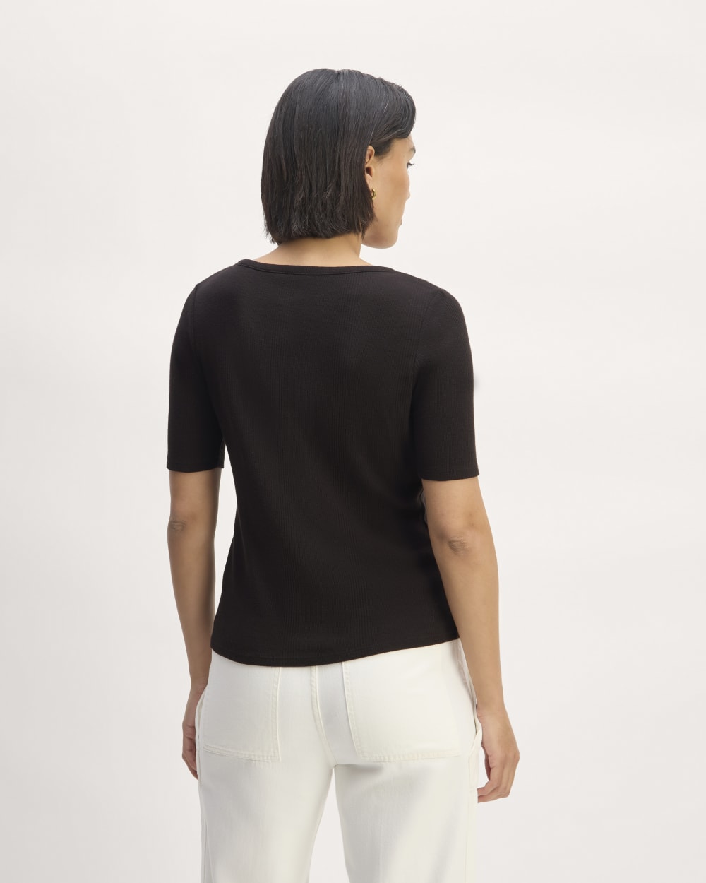 The Vintage Rib Scoop-Neck Top | Black