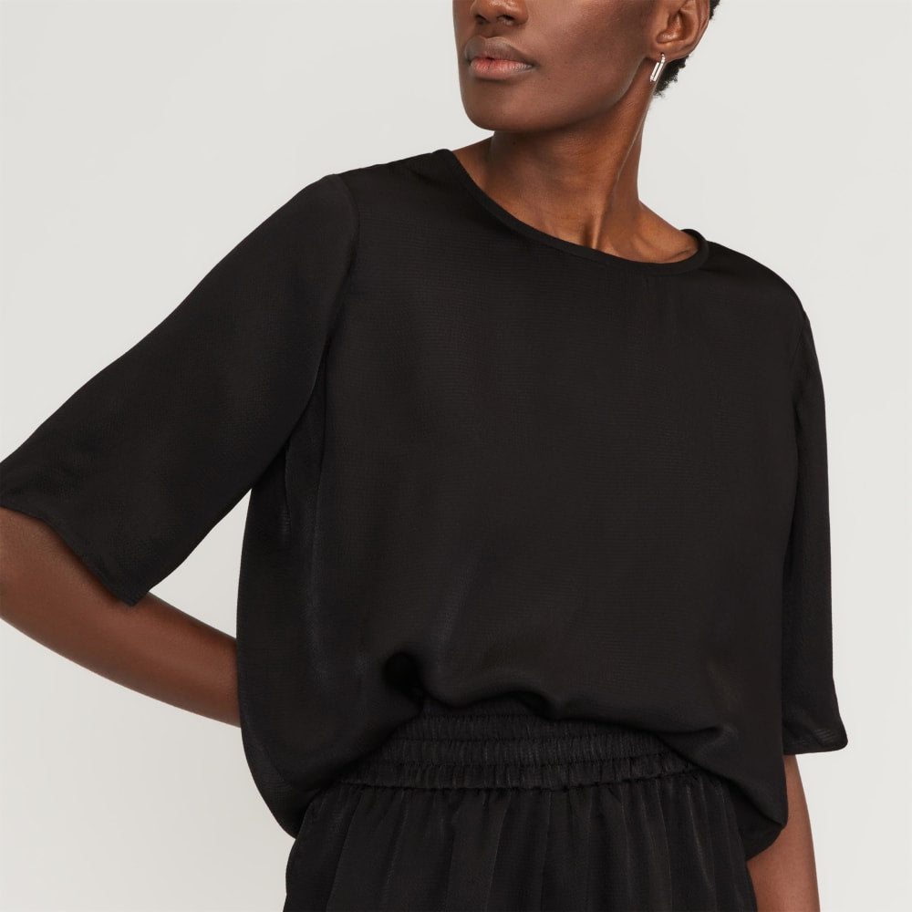 The Satin Relaxed Tee | Black