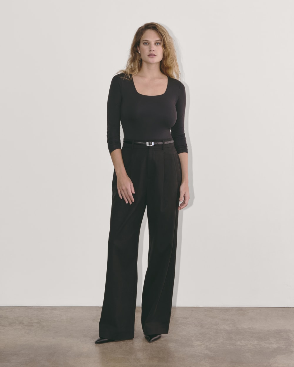 The Long-Sleeve Supima® Square-Neck Bodysuit | Black | Bikini