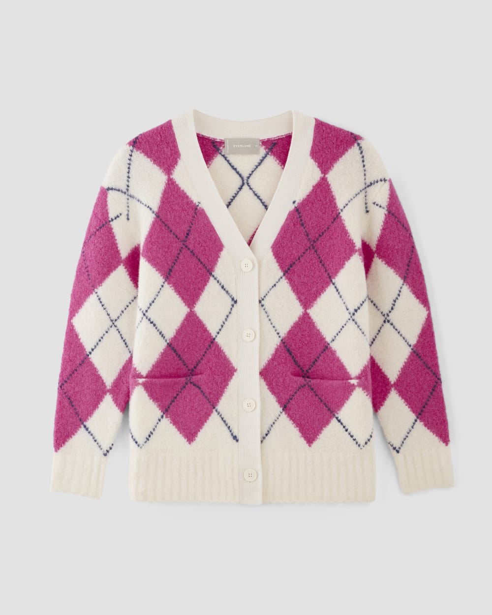 The SuperFuzz Alpaca Cardigan | Bone / Fuchsia Pink / Ocean Cavern