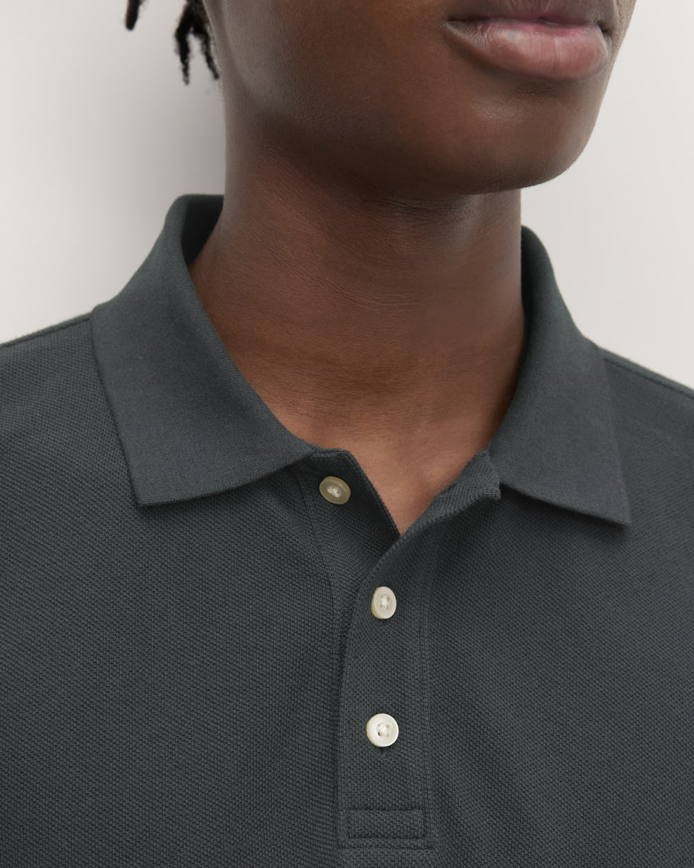 The Long-Sleeve Pique Polo | Heathered Graphite