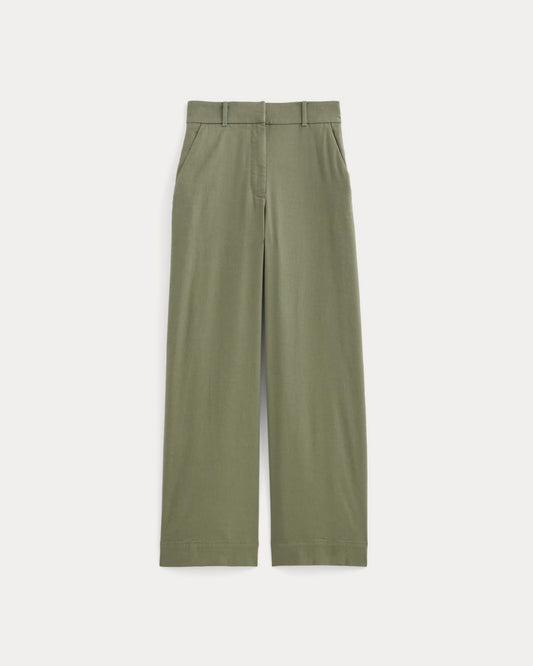 The Wide-Leg Pant in Stretch Linen | Lichen Green