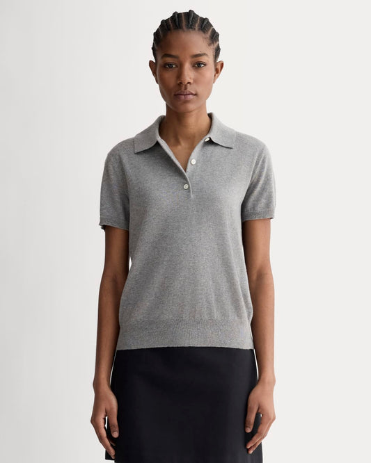 The Polo in Cotton Cashmere | Heather Charcoal