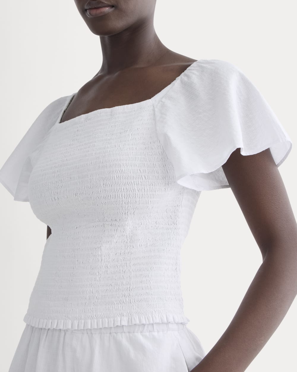 The Gauze Smocked Top | White