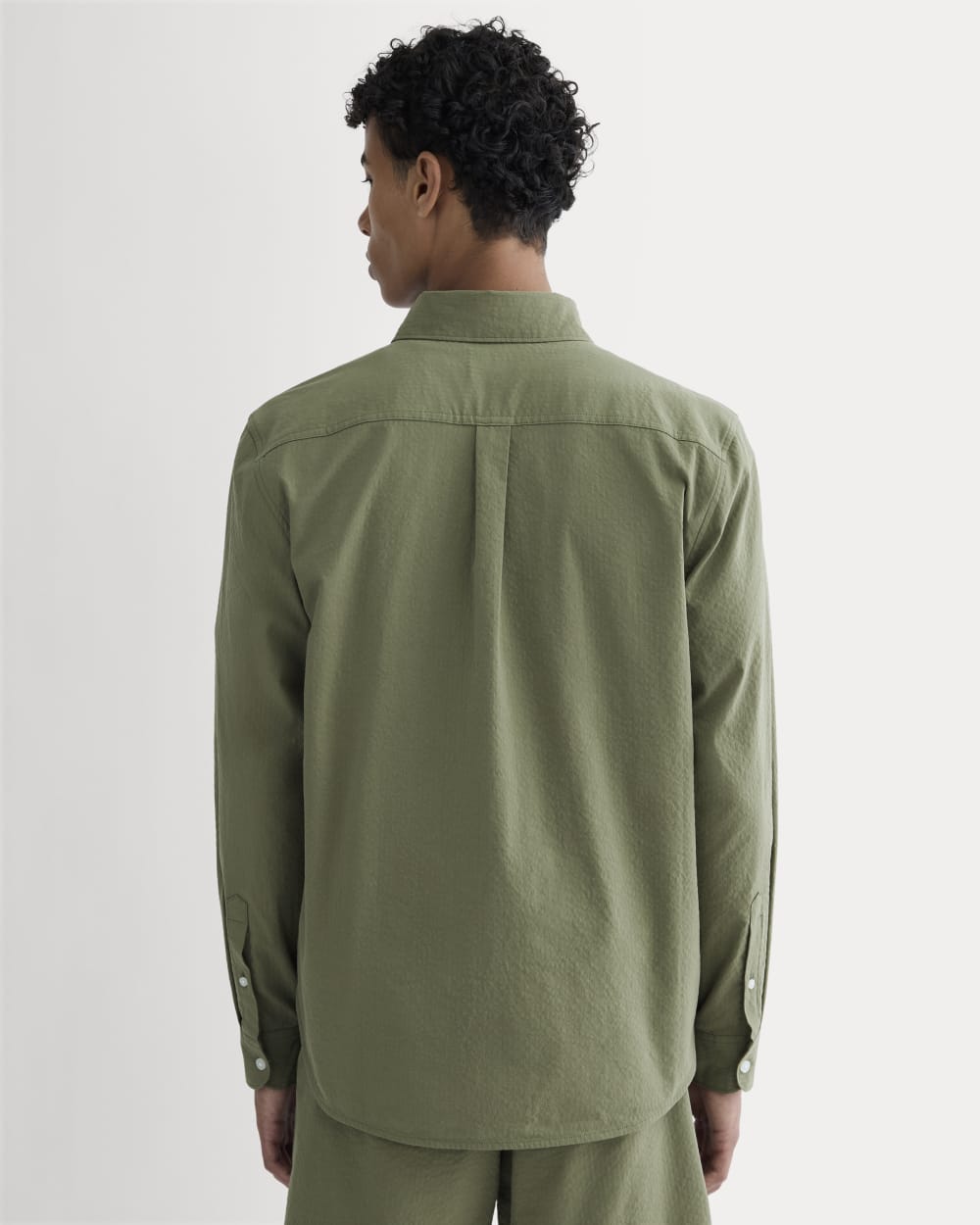 The Seersucker Long-Sleeve Shirt | Lichen Green