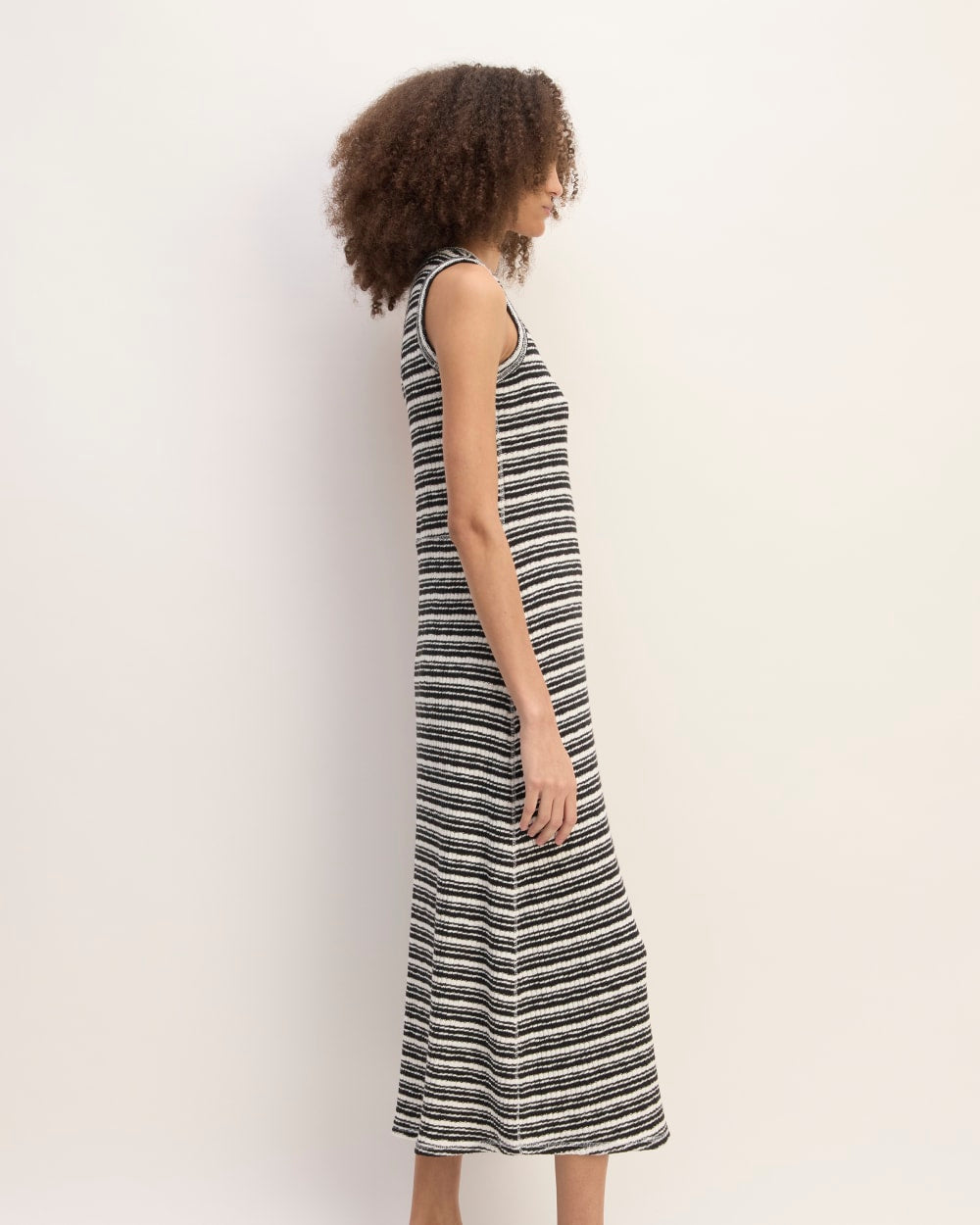 The Rib-Knit A-Line Tank Dress | Bone / Black
