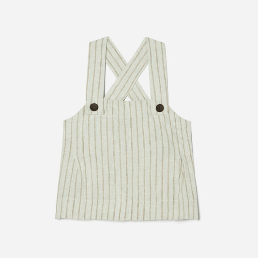 The Apron Linen Tank | Seafoam Pinstripe