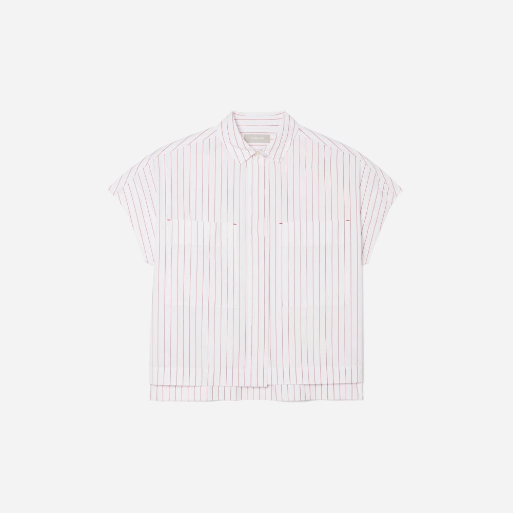 The Short-Sleeve Box Shirt | Red Pinstripe