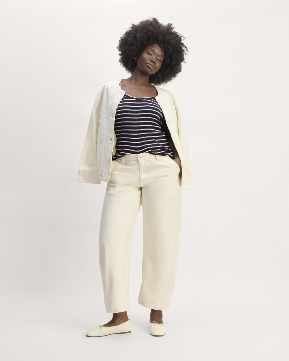 The Vintage Rib Scoop-Neck Top | Navy / Bone