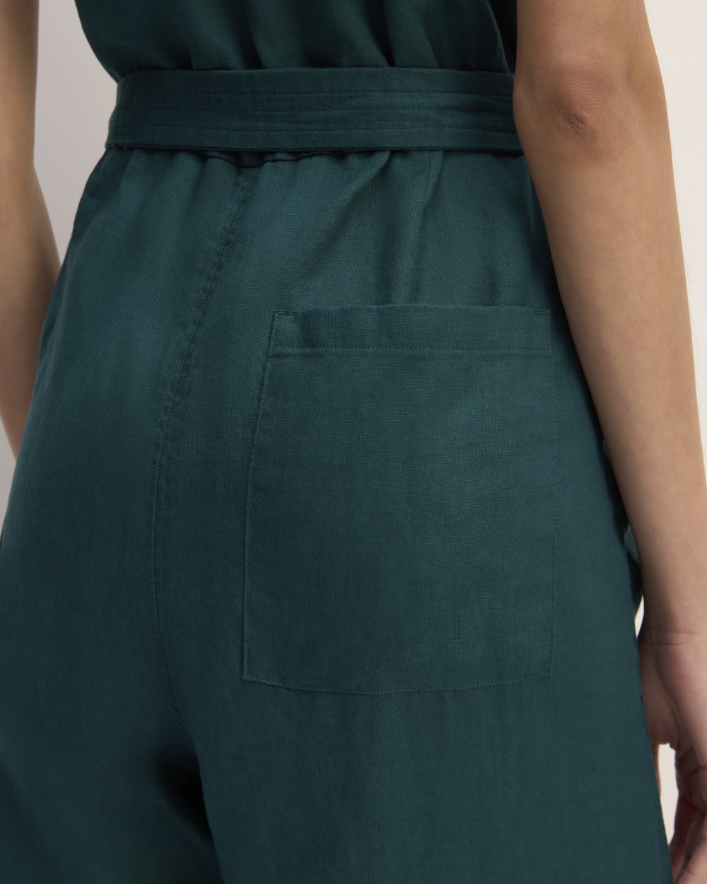 The Linen Side-Button Jumpsuit | Dark Sea