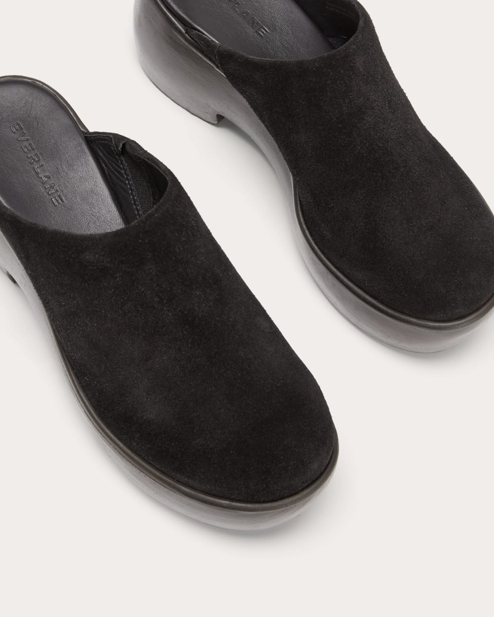 The Wooden Puffa Clog | Black Suede