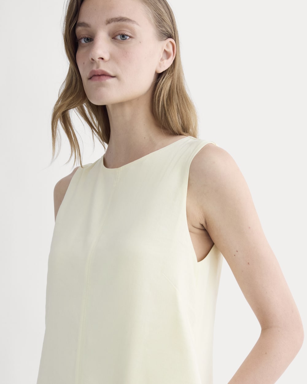 The Shift Dress in Stretch Linen | Light Yellow