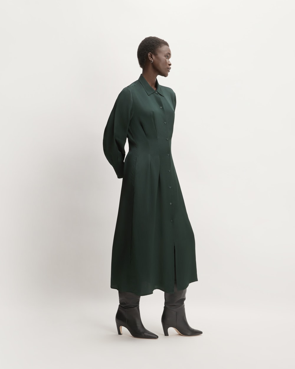 The Hammered Satin Shirt Dress | Scarab