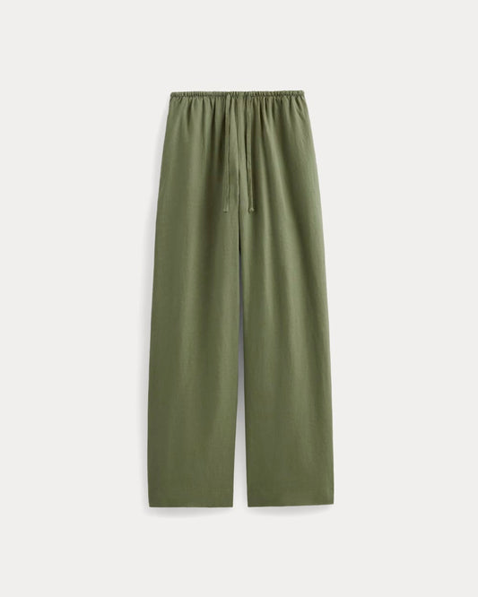 The Drawstring Pant in Linen | Lichen Green