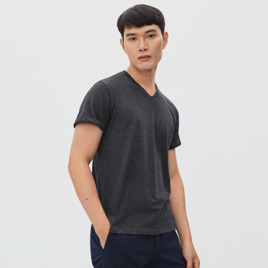 The Organic Cotton V-Neck Tee | Heather Charcoal