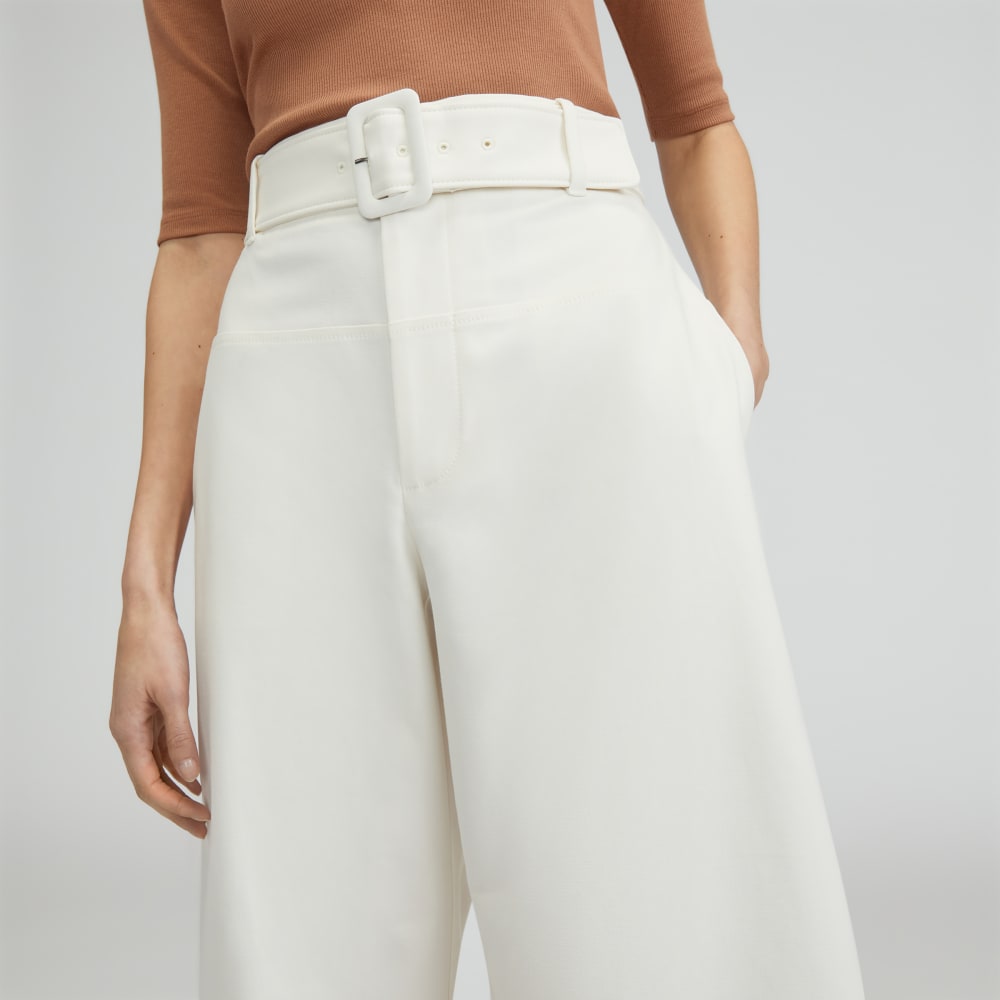 The Structured Cotton Belted Pant | Bone