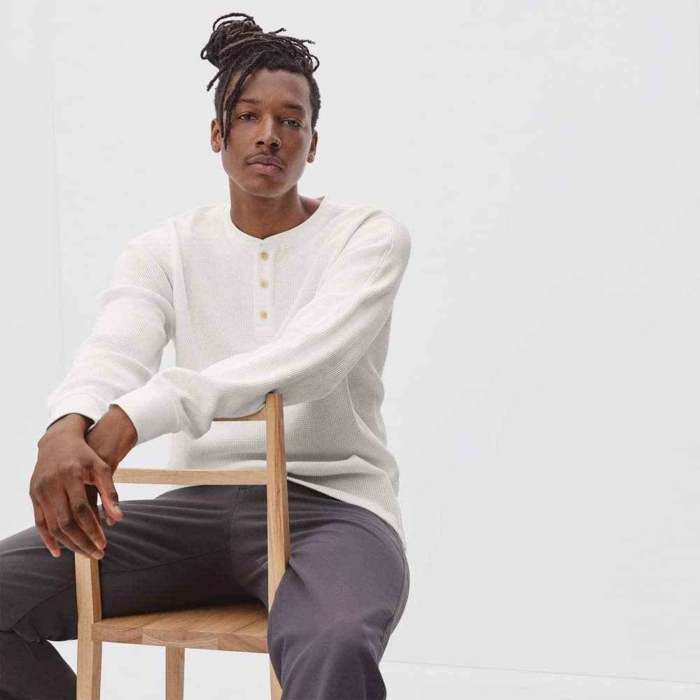 The Waffle Long-Sleeve Henley Tee | Off-White