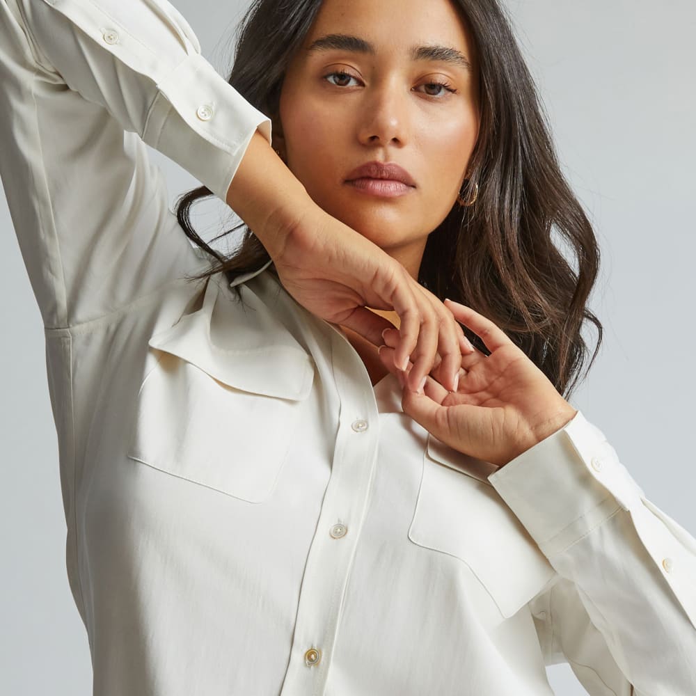 The Washable Silk Relaxed Shirt  | Bone