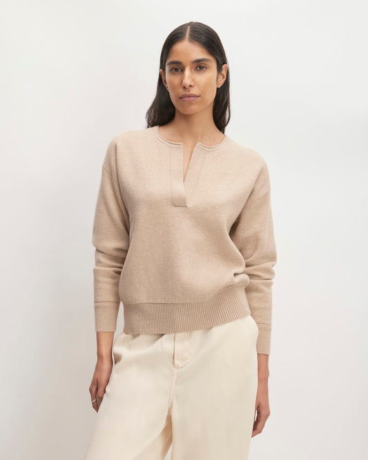 The Cotton-Merino Vintage Henley | Warm Oat Heather