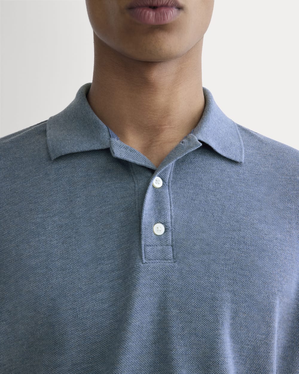 The Pique Polo | Heather Soft Cobalt