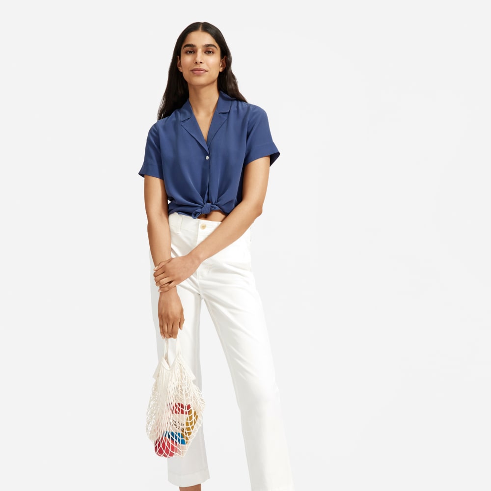 The Clean Silk Short-Sleeve Notch Shirt | French Blue