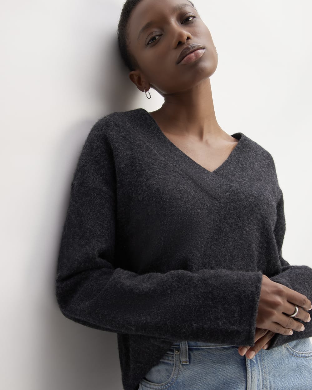 The Cozy-Stretch V-Neck Sweater | Charcoal