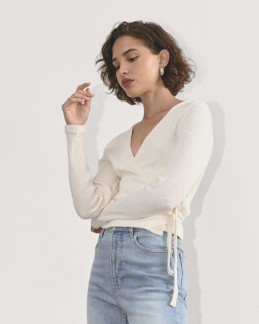 The Cozy Rib Wrap Top | Bone