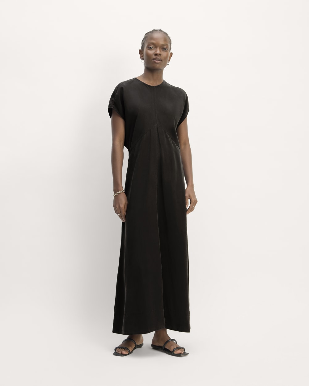 The TENCEL™ Short-Sleeve Midi Dress | Black