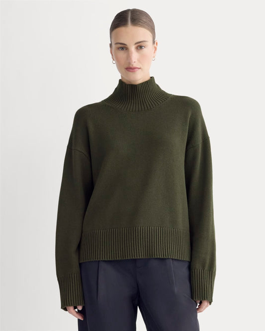The Boxy Turtleneck in Everyday Cotton | Dark Green