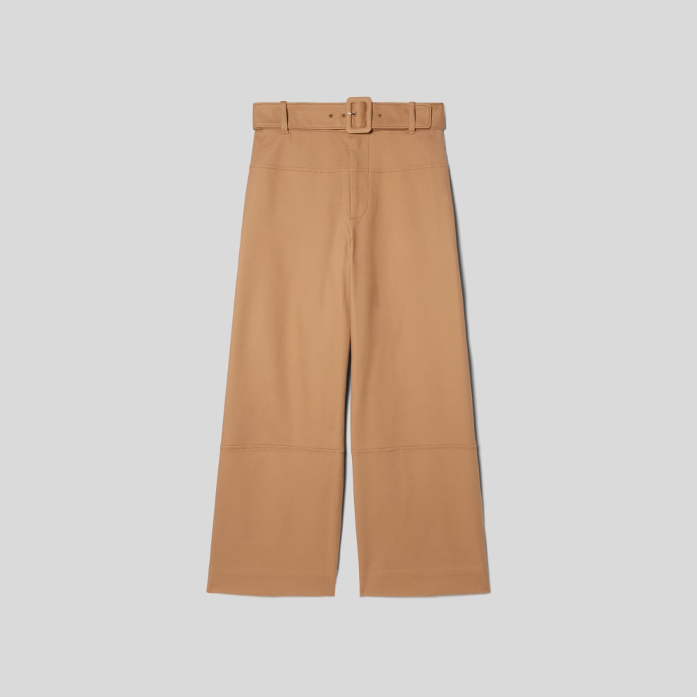 The Structured Cotton Belted Pant | Toasted Coconut