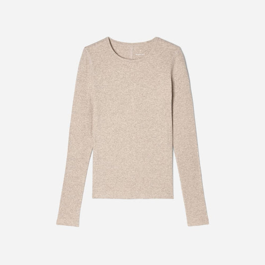 The Luxe Rib Long-Sleeve Crew | Heathered Meringue