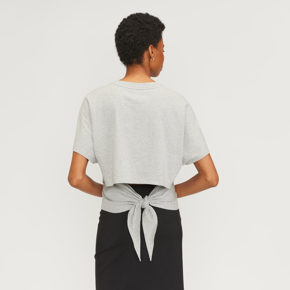 The Organic Cotton Tie Back Tee | Heather Grey