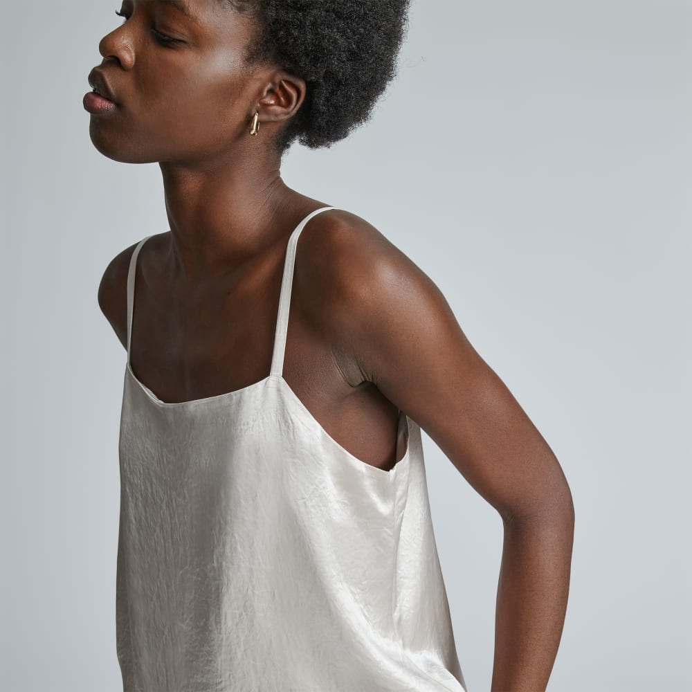 The Satin Square-Neck Slip Dress | Cream