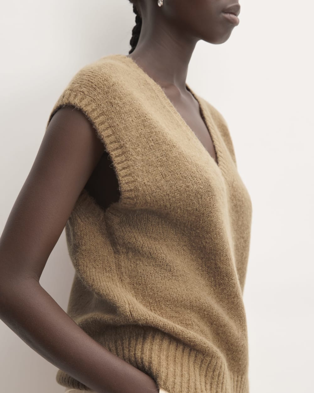 The Alpaca V-Neck Vest | Tiger's Eye