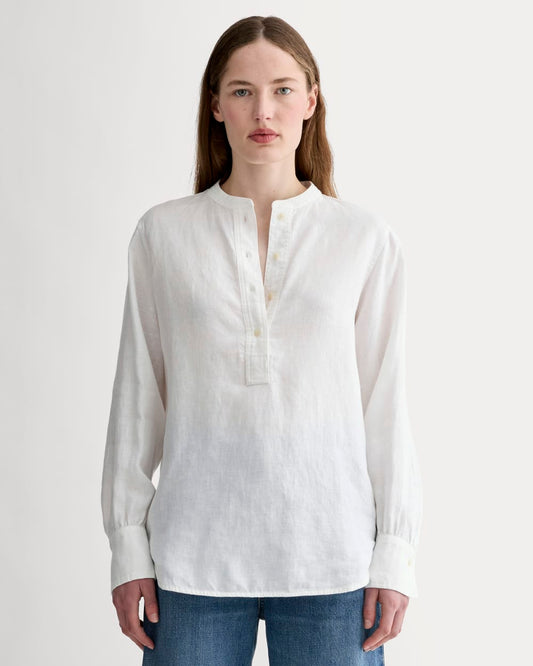 The Henley Shirt in Linen | White