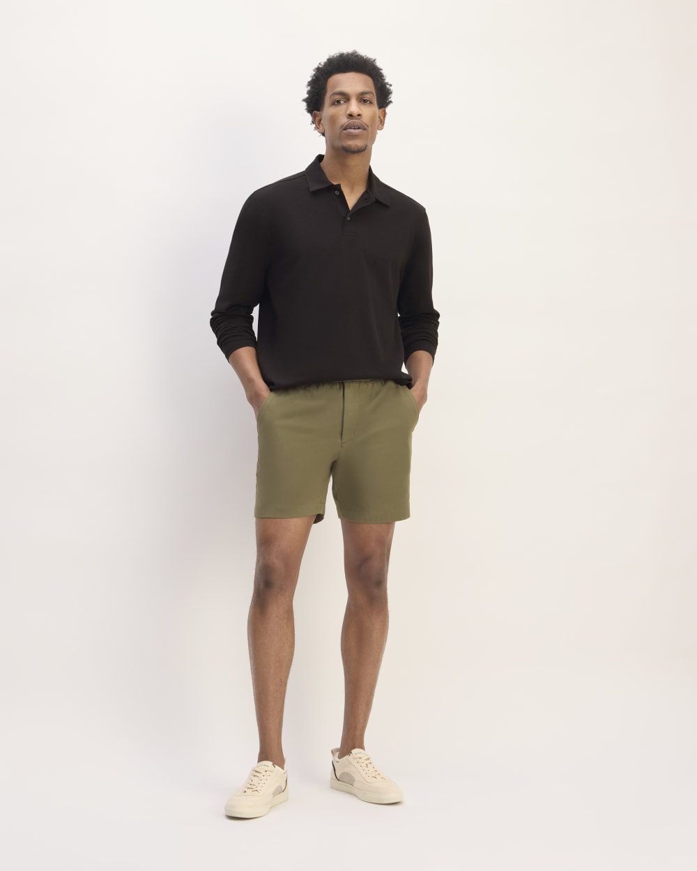 The Premium Weight Long-Sleeve Polo | Black