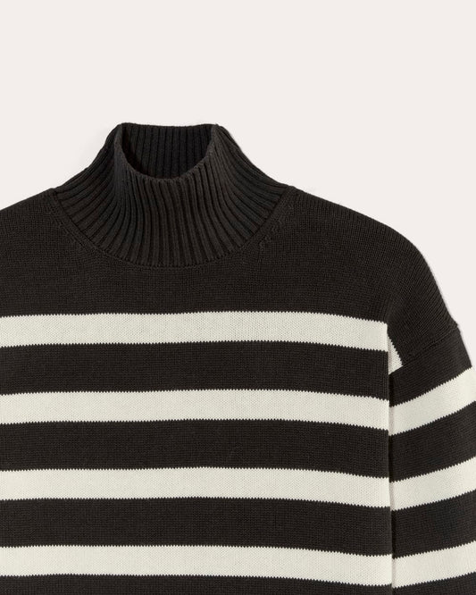 The Boxy Turtleneck in Everyday Cotton | Black / Canvas
