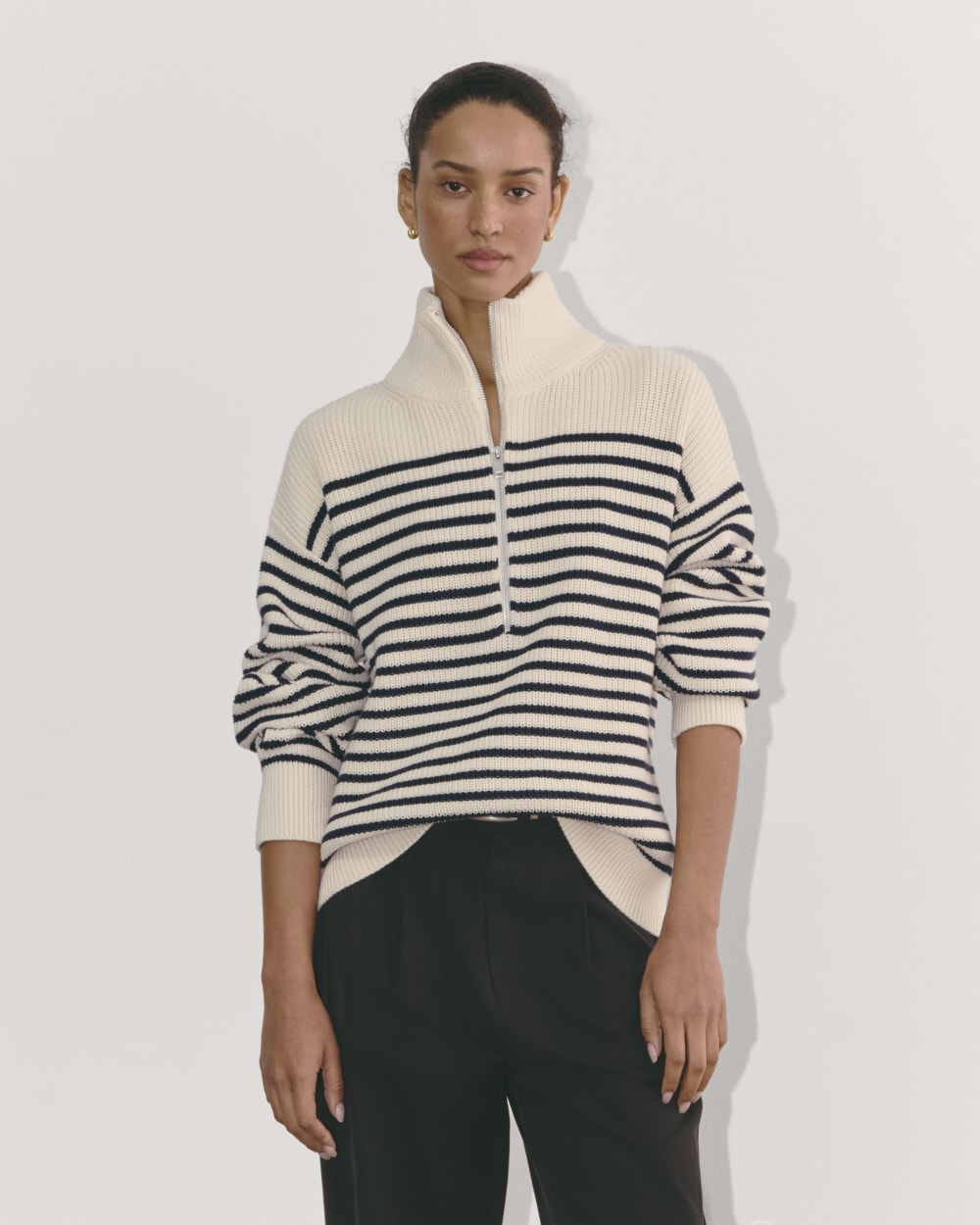 The Half-Zip in Everyday Cotton | Canvas / Navy