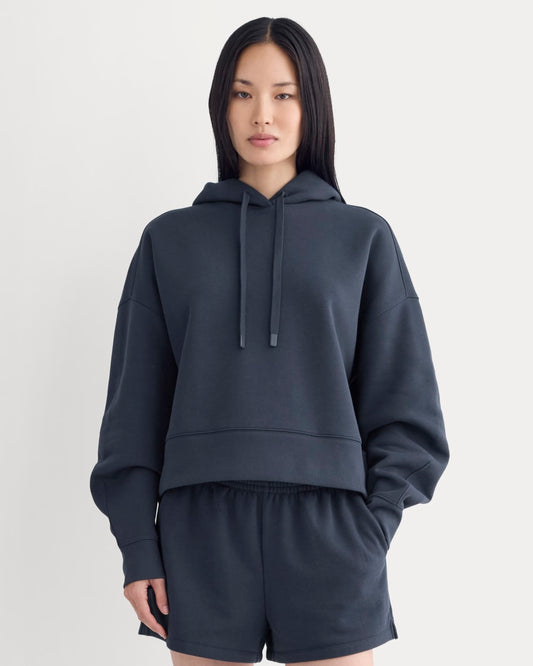 Cropped Luxe Fleece Hoodie | Navy
