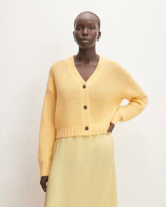 The Alpaca V-Neck Cropped Cardigan | Raffia