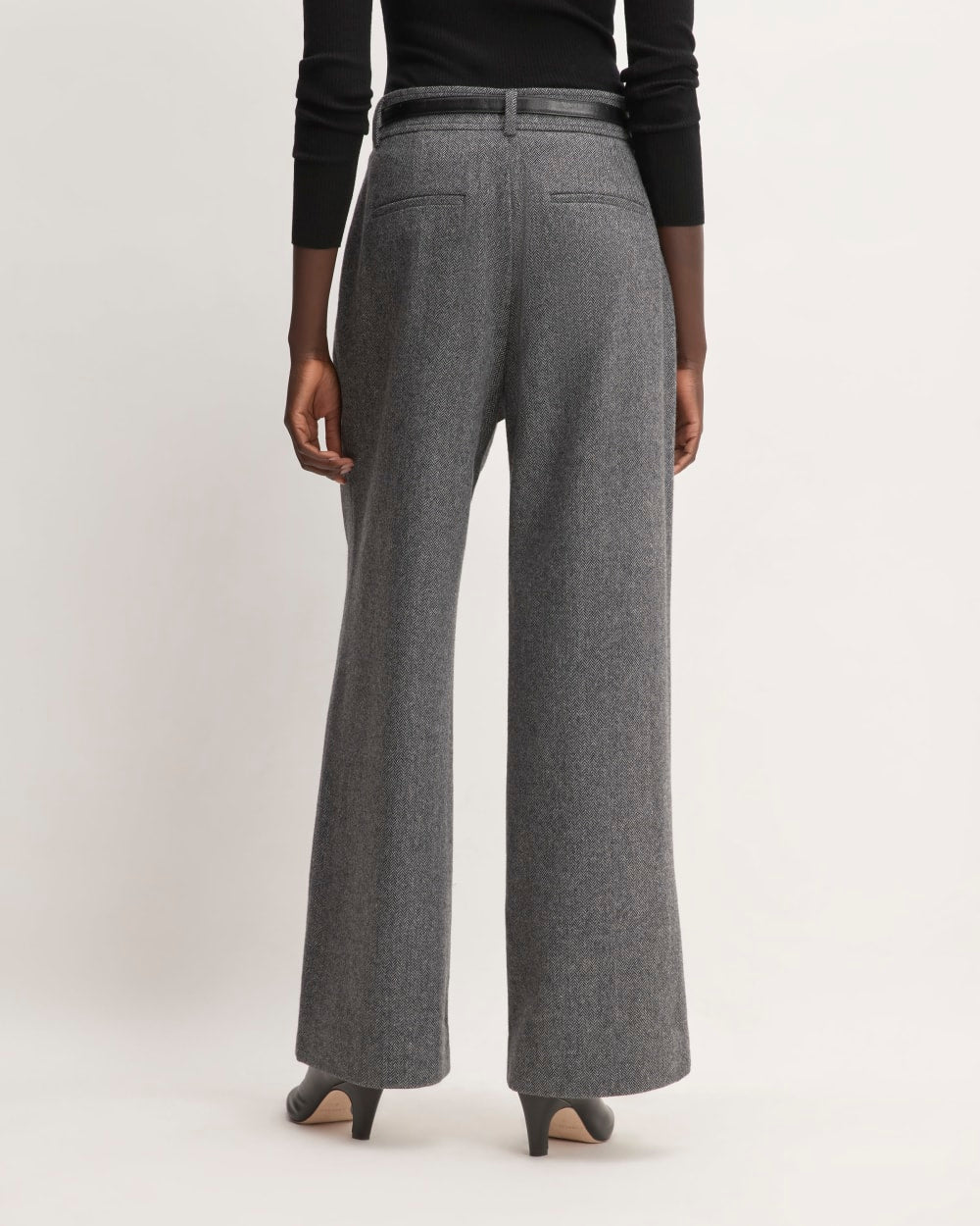 The ReWool® Way-High Drape Pant | Grey Herringbone