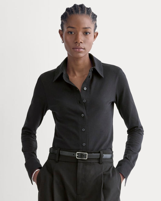 Button-Up Shirt in Essential Cotton | Black