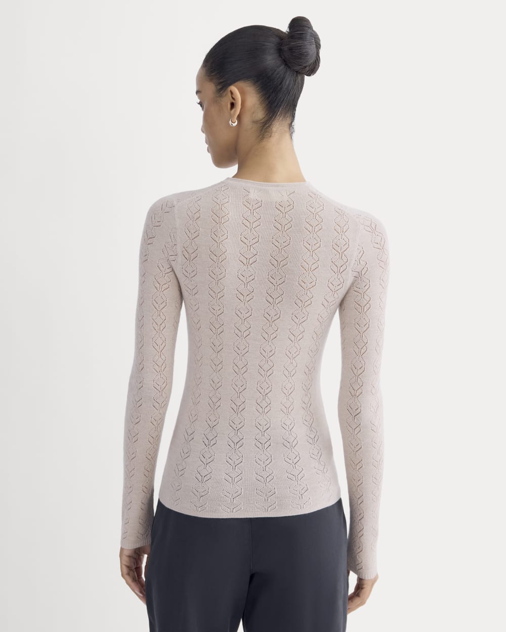 The Pointelle Crew in Ultrasoft Merino | Pale Blush