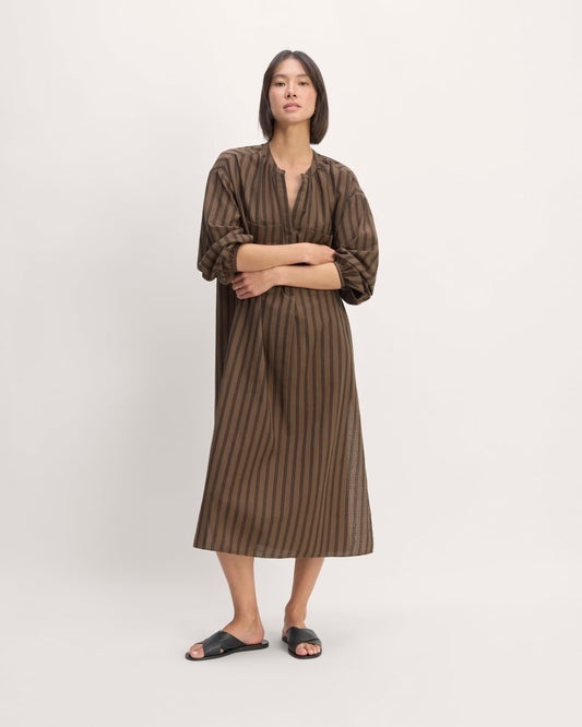 The Gauze Caftan Dress | Cocoa / Black