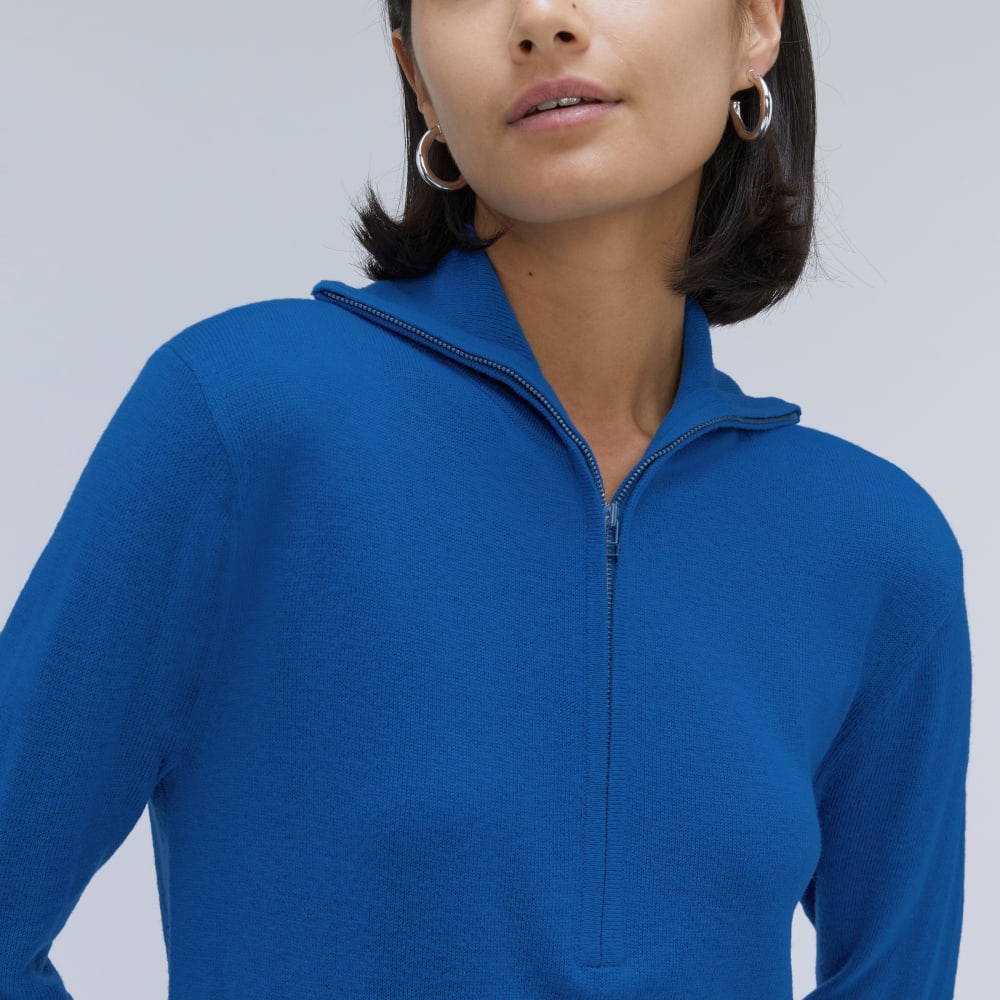The Luxe Merino Half-Zip Sweater | Lapis Blue