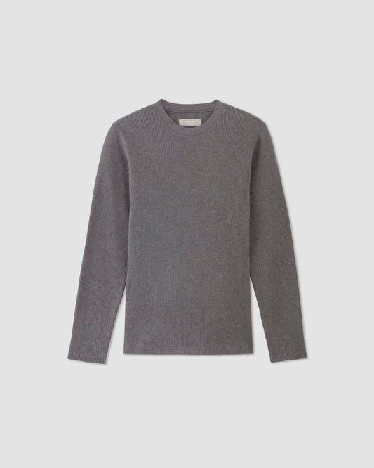 The Waffle Long-Sleeve Crew | Heathered Charcoal