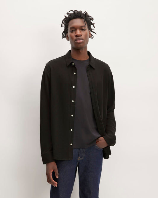 The Long-Sleeve Pique Shirt | Black