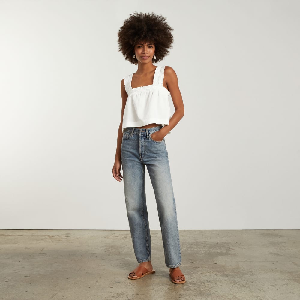 The Smocked Linen Cami | White