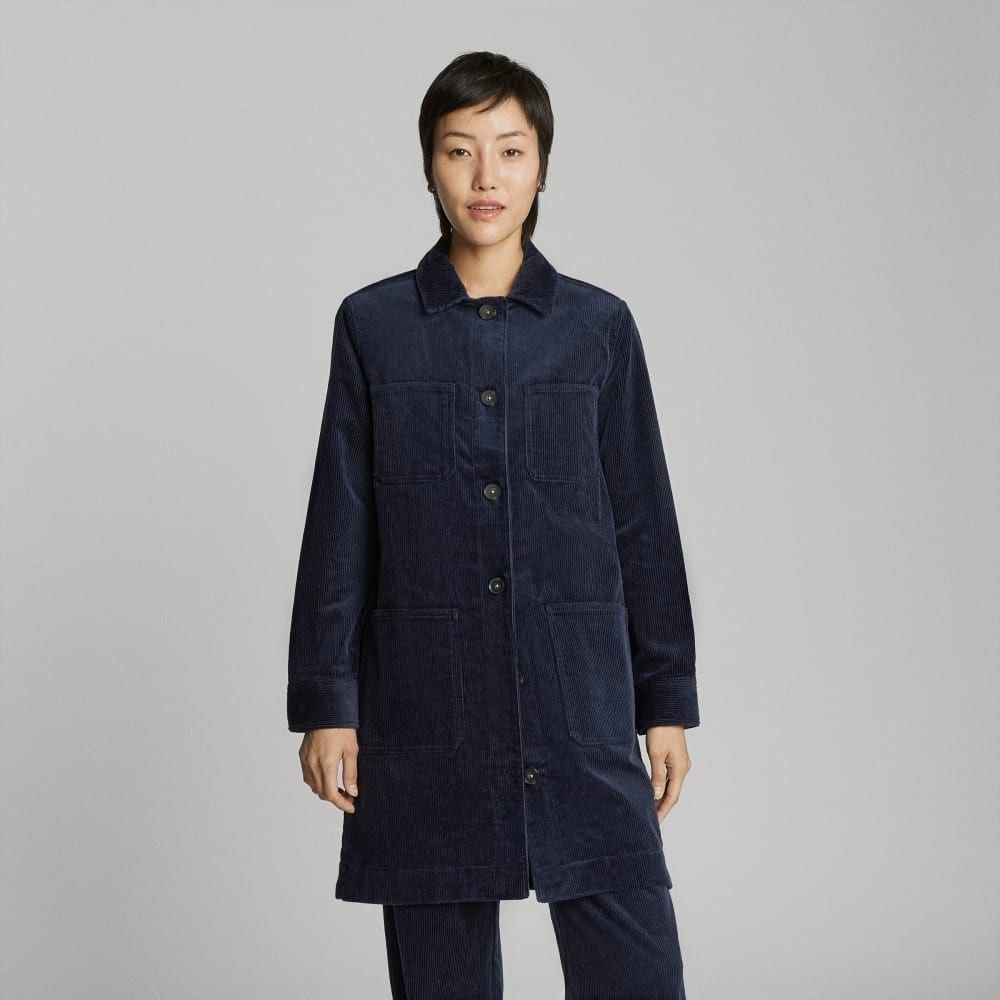 The Corduroy Long Shirt Jacket | Deep Navy