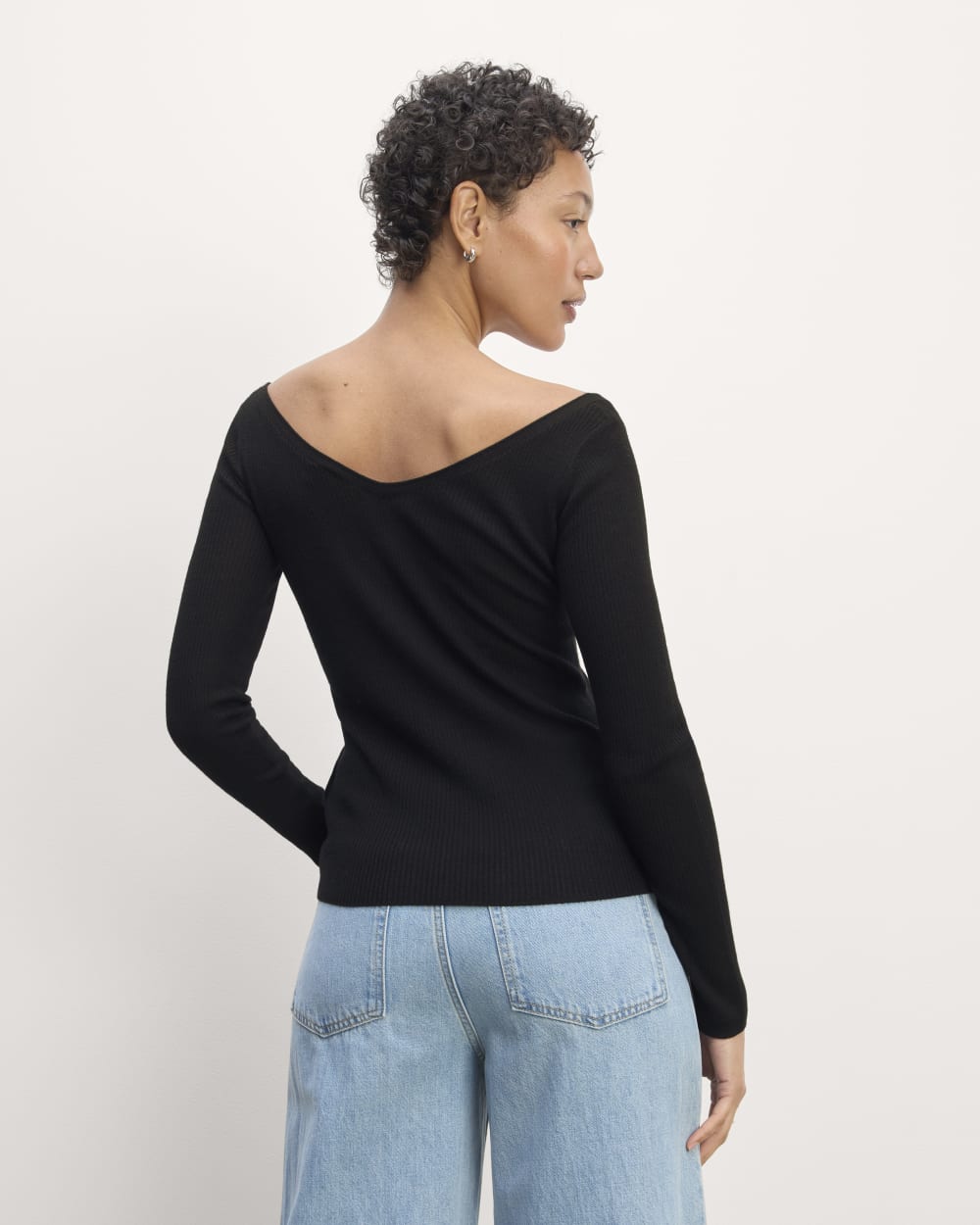 The Off-Shoulder Top in Ultrasoft Merino | Black